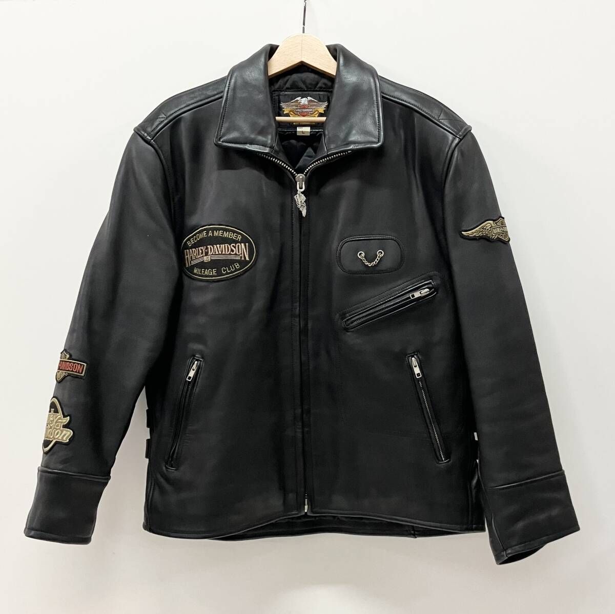 HARLEY-DAVIDSON 牛革 シングルライダースジャケット 黒M Enduro 