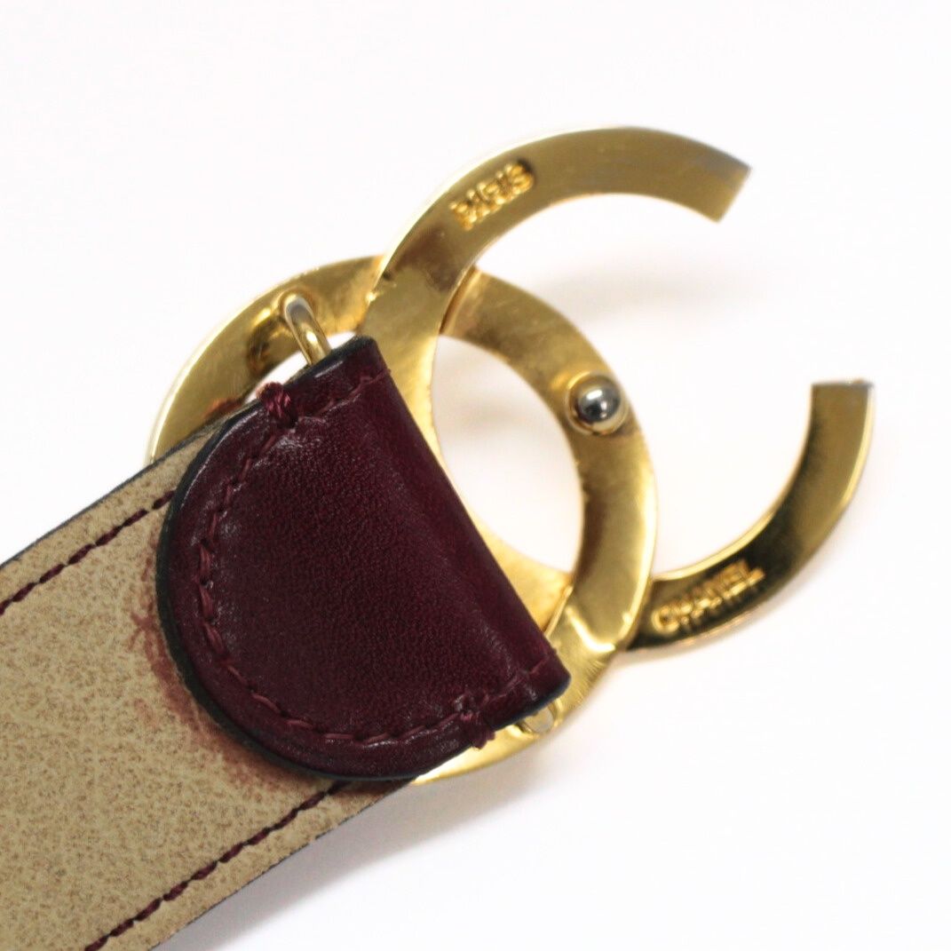 シャネル CHANEL ヴィンテージ ココマーク ベルト レザー 赤系 G金具