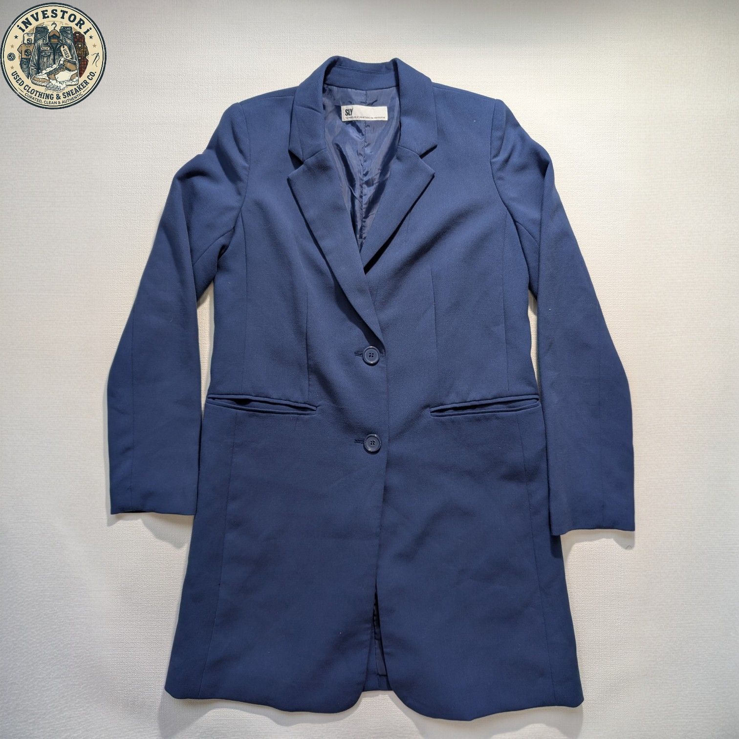 美品】SLY スライ ロングコート ブルー サイズ1(S相当) チェスター 