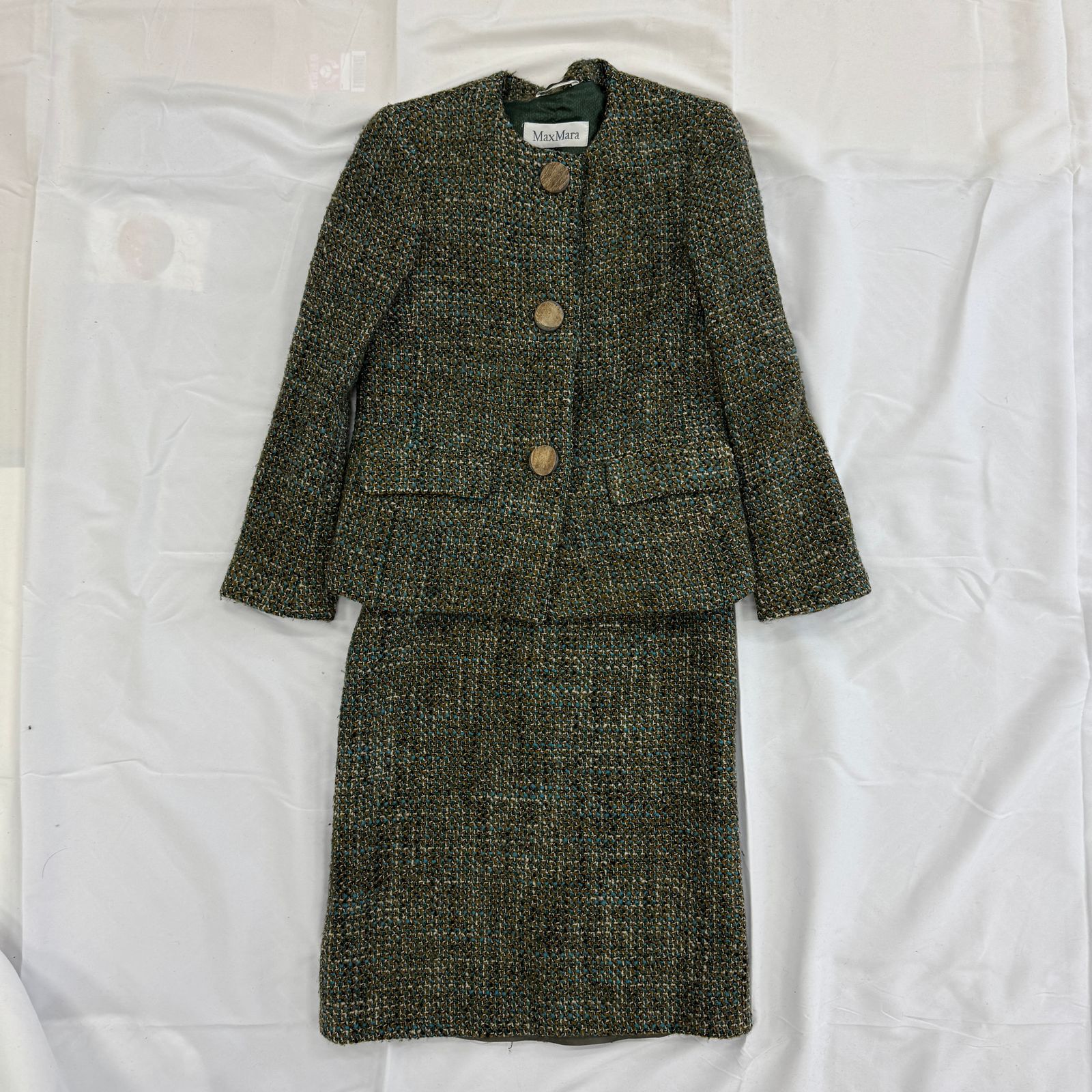 Max Mara セットアップ 40 L相当 ツイード ノーカラージャケット