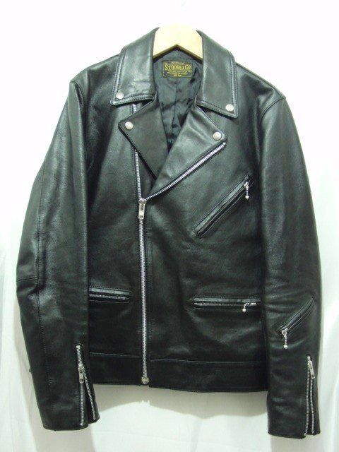 STOOGE&CO ストーギーアンドコー 2514A230-0210 牛革 ダブル レザー ライダースジャケット サイズ L 黒 メンズ トップス STOOGE&CO ストーギーアンドコー 2514A230-0210 牛革 ダブル レザー