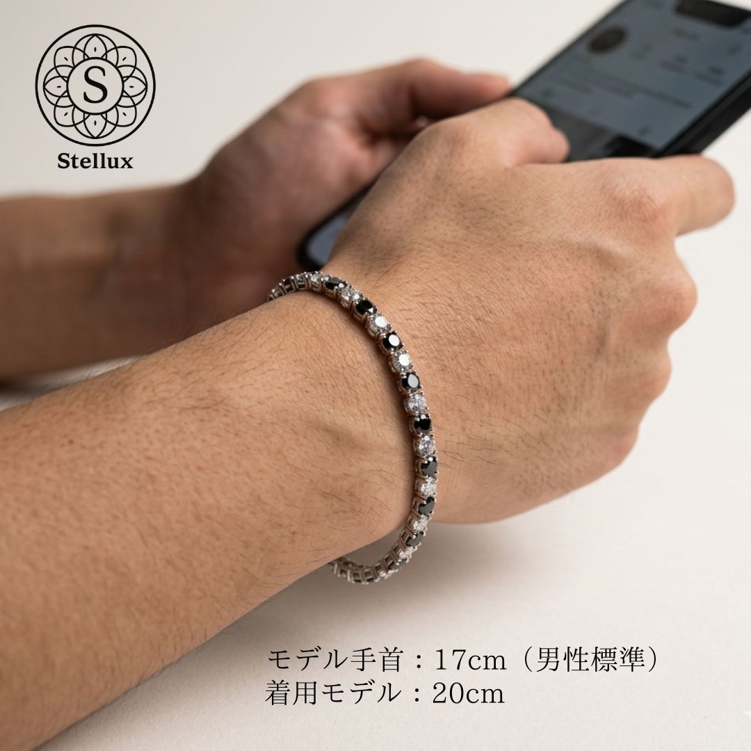 差がつく限定モデル】モアサナイト・テニスチェーンブレスレット/3mm