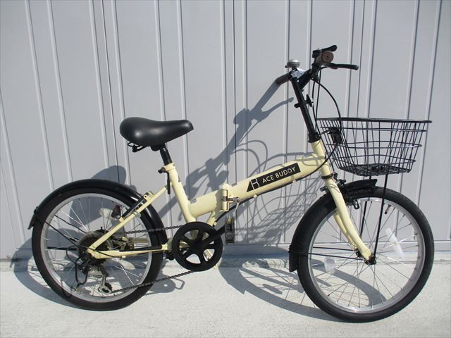 E934★12800円★　折りたたみ中古自転車【20インチ　アイボリー 】 E934☆12800円☆ 折りたたみ中古自転車【20インチ アイボリー 】