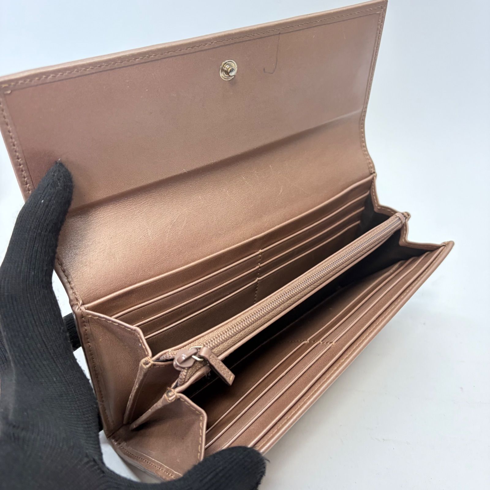 3910 GUCCI グッチ 長財布 キャンバス ハートロゴ GG ピンクベージュ