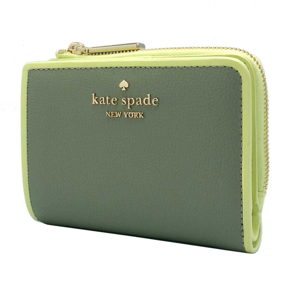 【新品】ケイトスペード KN763 300 (ダスキーパイン) 財布 二つ折り財布 kate spade NEW YORK レザー カラーブロック スモール Lジップ ウォレット アウトレット レディース スモール カラーブロック Lジップ ウォレット | 二つ折り・ミニ財布