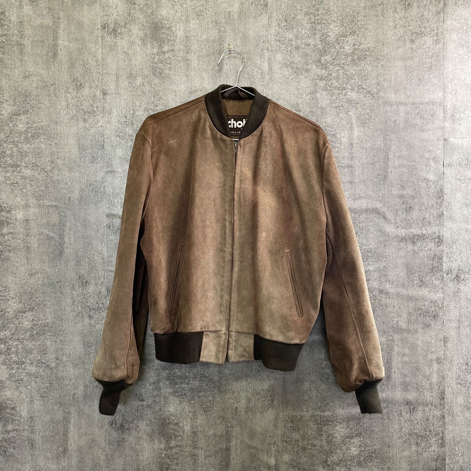 T-962】Schott レザージャケット USA製 ブラウン 本革 ブルゾン 短丈 