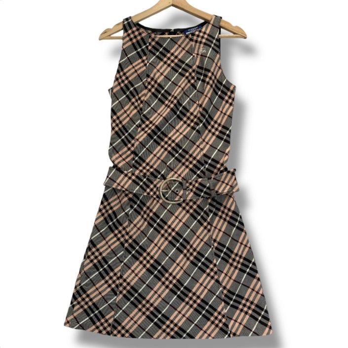 BURBERRY BLUE LABEL Nova Check Sleeveless Dress Belted Vintage Y2K