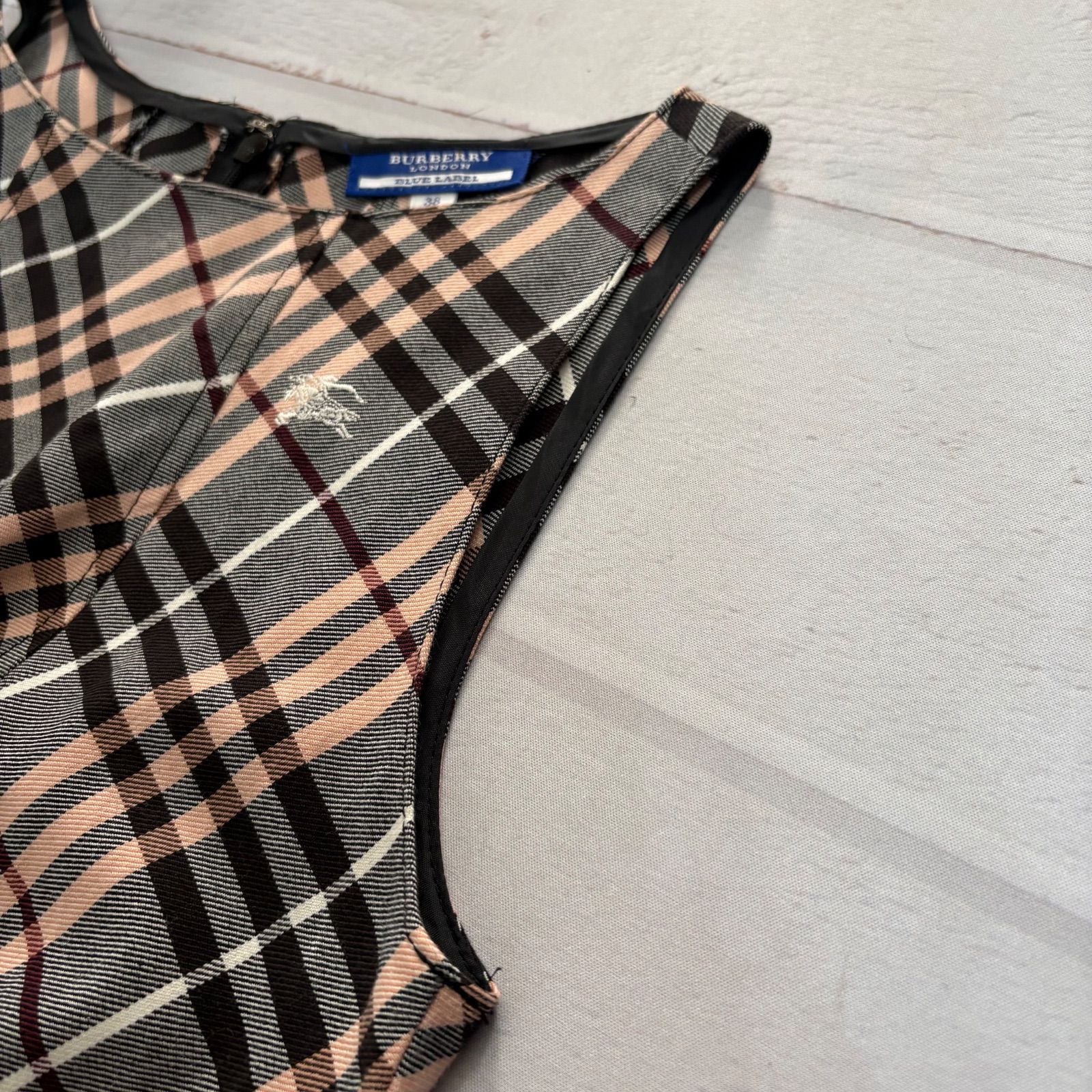 BURBERRY BLUE LABEL Nova Check Sleeveless Dress Belted Vintage Y2K