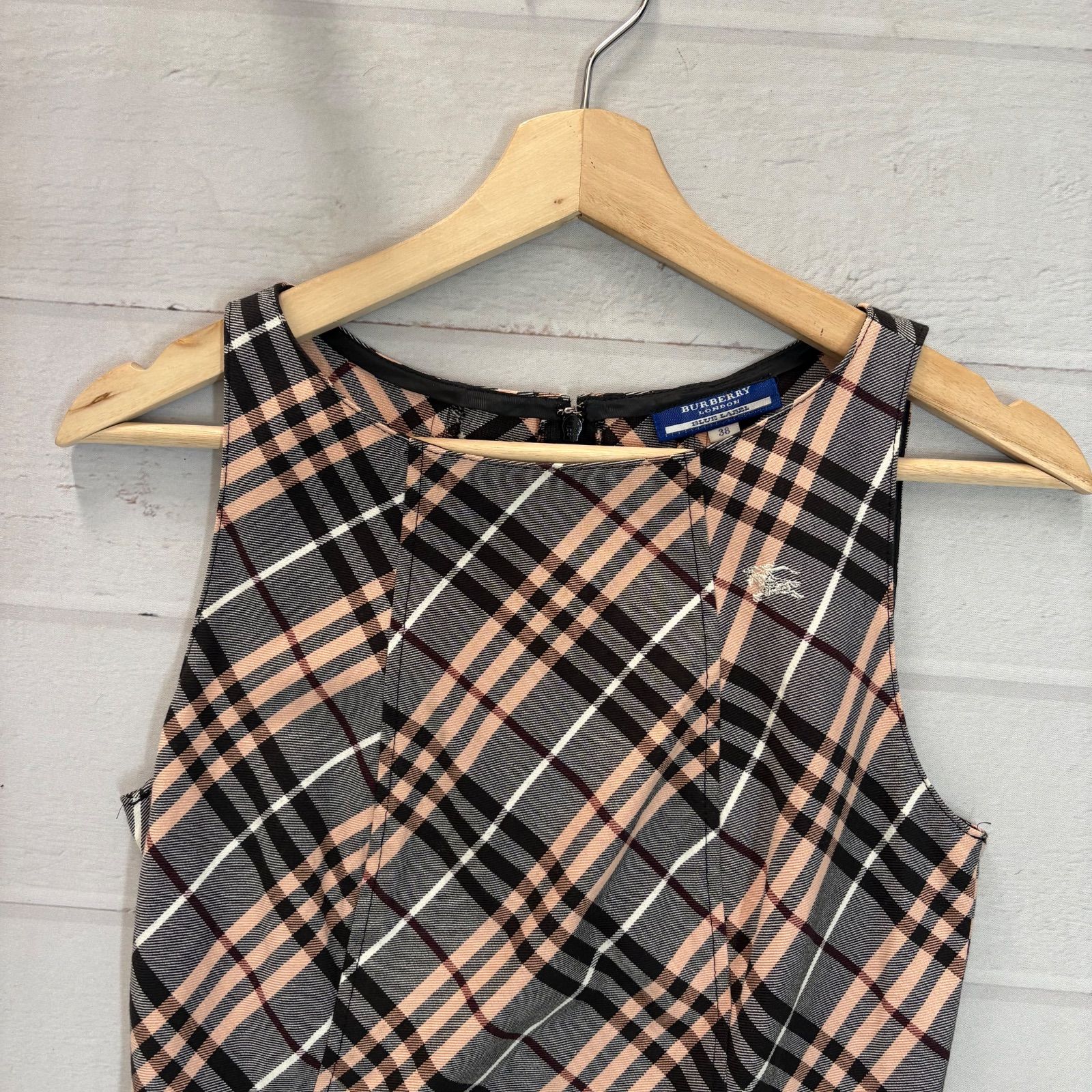 BURBERRY BLUE LABEL Nova Check Sleeveless Dress Belted Vintage Y2K
