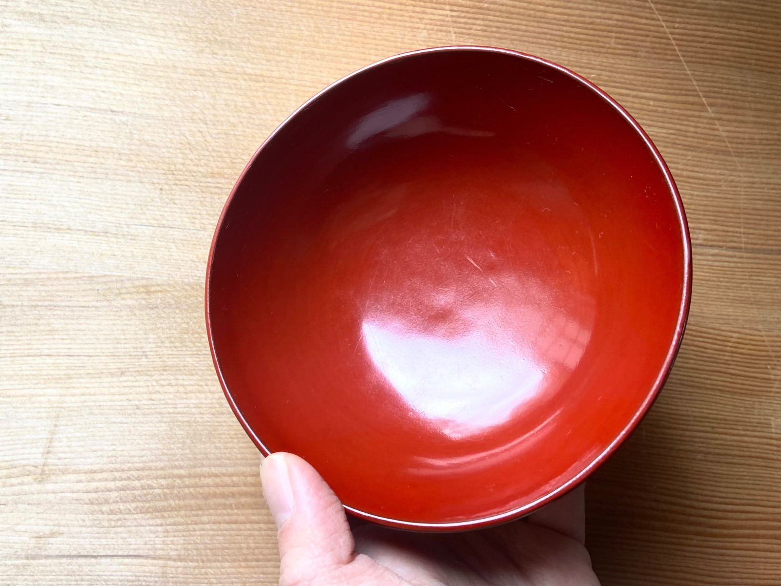 能登蔵出し 輪島塗 朱漆 入れ子 四つ椀 / 時代 朱塗 漆器椀 四つ組椀