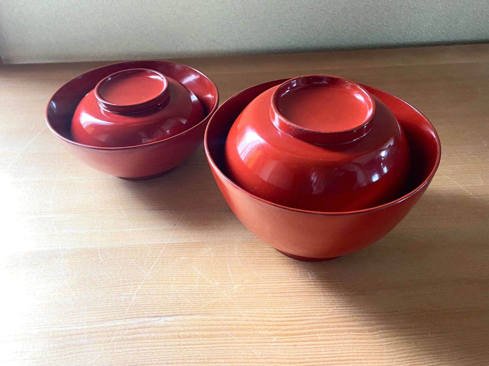 能登蔵出し 輪島塗 朱漆 入れ子 四つ椀 / 時代 朱塗 漆器椀 四つ組椀 能登蔵出し 輪島塗 朱漆 入れ子 四つ椀 / 時代 朱塗 漆器椀 四つ組椀