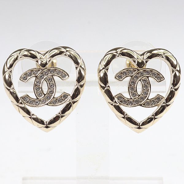 シャネルハートピアス CHANEL ココマーク ハート ピアス ゴールド