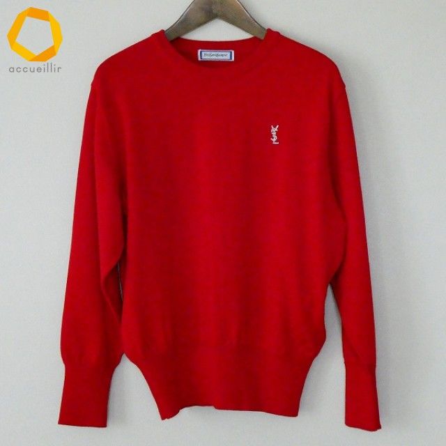 wx イヴ・サンローラン YVES SAINT LAURENT YSL ニット セーター M 赤