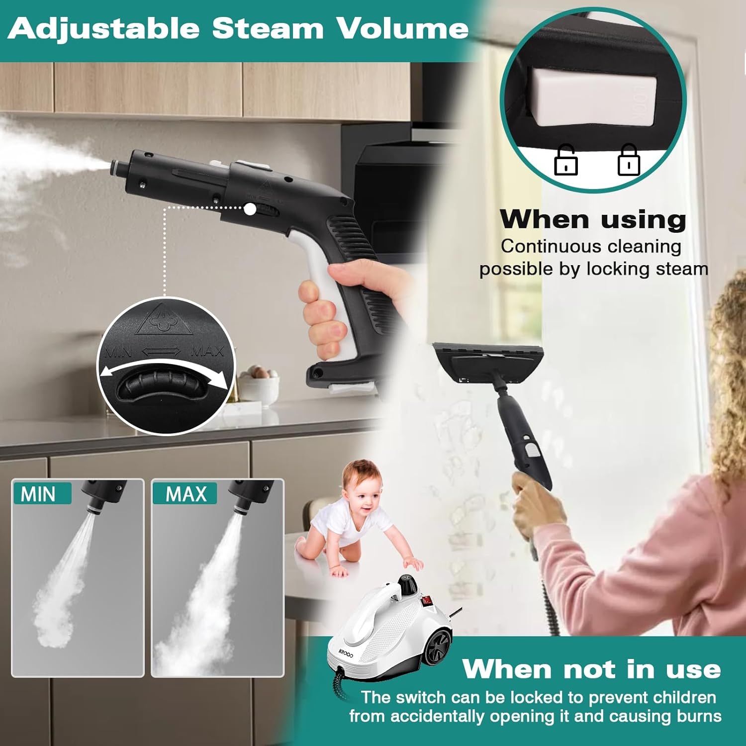 スチームクリーナー スチーム洗浄機能 水タンク 1.5L 23個の 