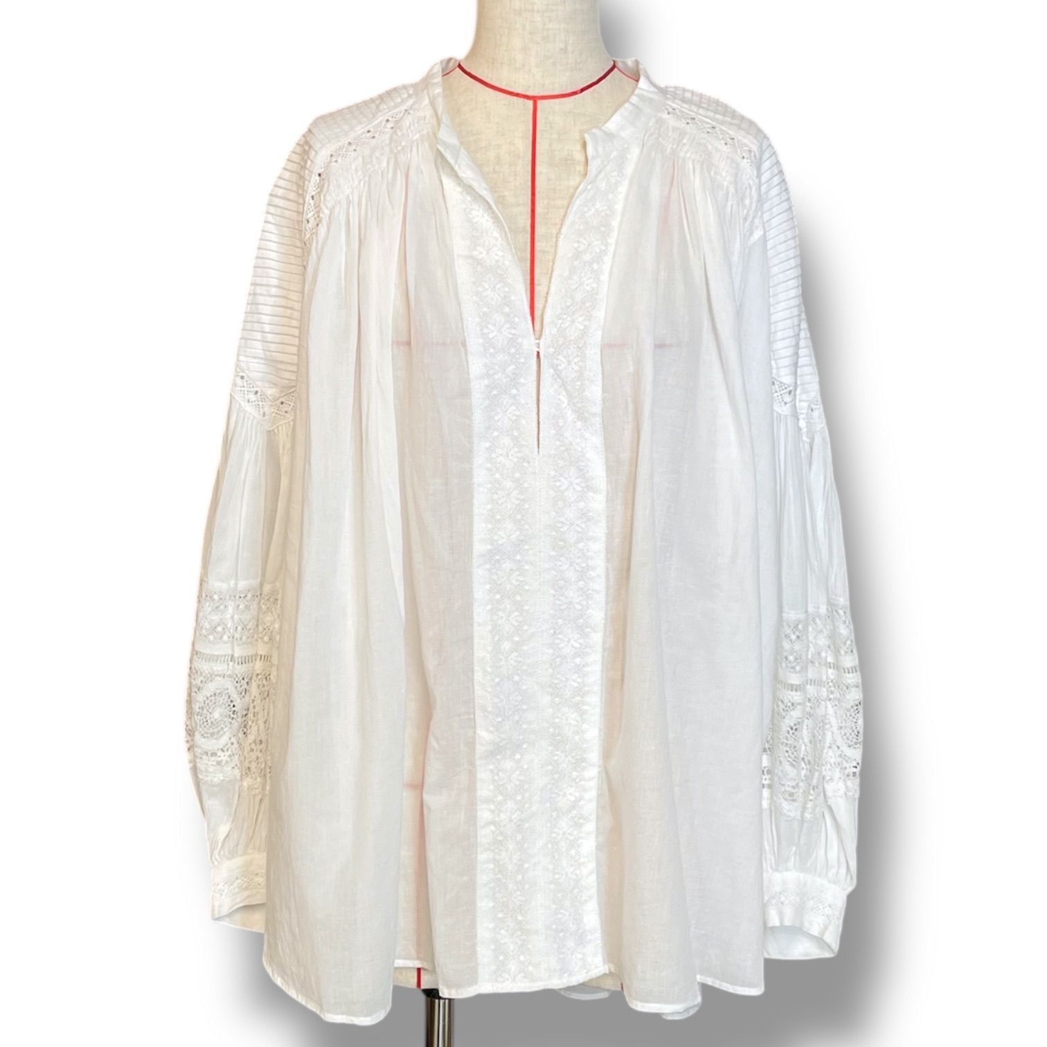 ne Quittez pas ヌキテパ Cotton Voile Lace&Pintuck blouce ブラウス