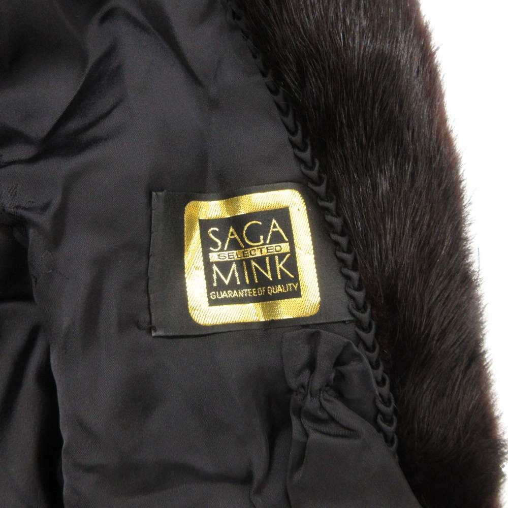 美品✨サガミンク SAGA MINK ファーコート 毛皮 ダークブラウン サガミンク SAGA MINK 金サガ ミンクファーコート 毛皮 ミディアム 茶