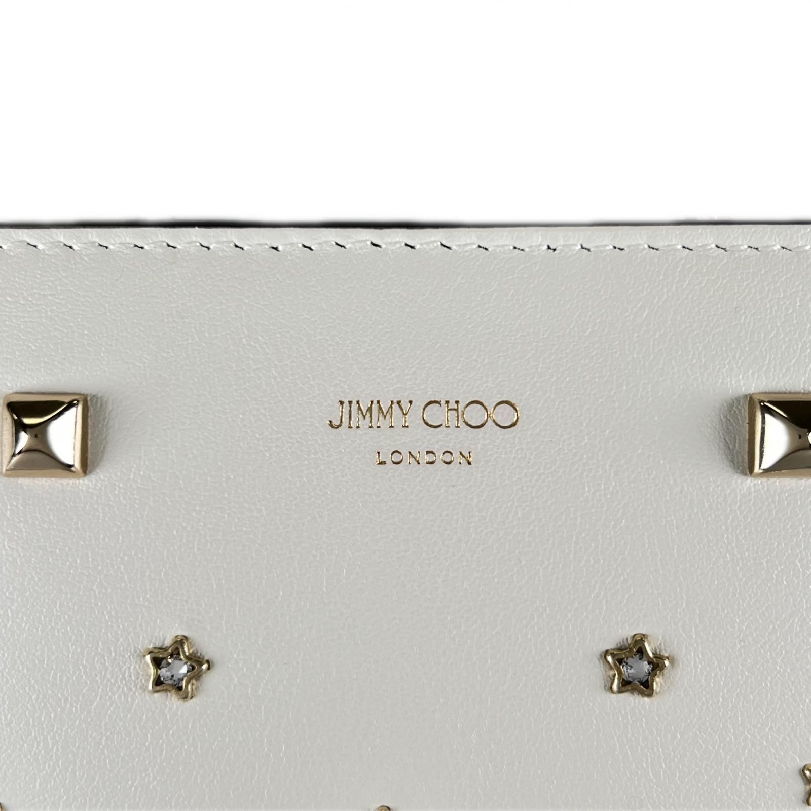 JIMMY CHOO ジミーチュウ スタッズ ショルダーバッグ レザー ホワイト 