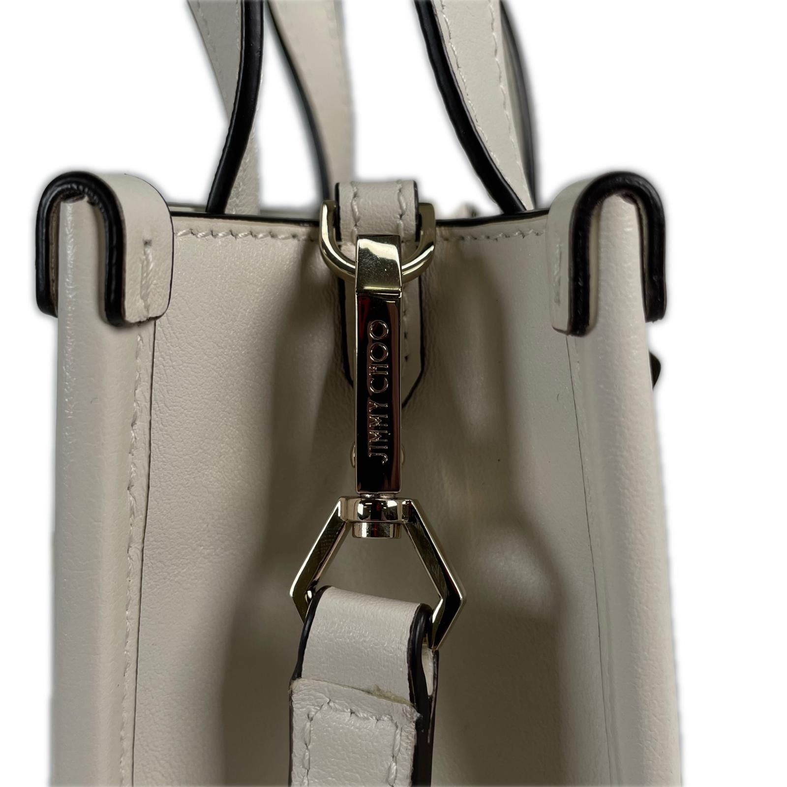 JIMMY CHOO ジミーチュウ スタッズ ショルダーバッグ レザー ホワイト 
