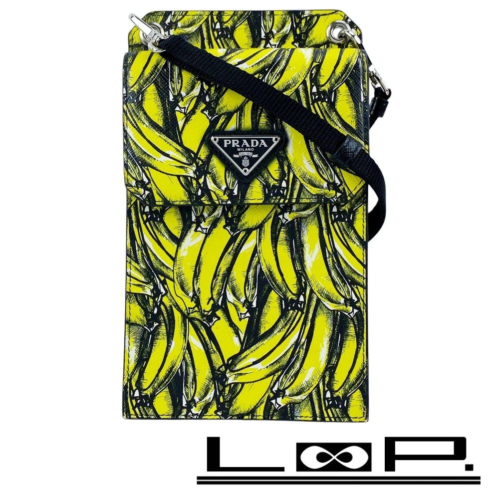 プラダ ■新同■ ショルダー ボディー バッグ スマホケース パスケース バナナ サフィアーノ イエロー ブラック 【591068】11 プラダ □新同□ ショルダー ボディー バッグ スマホケース パスケース