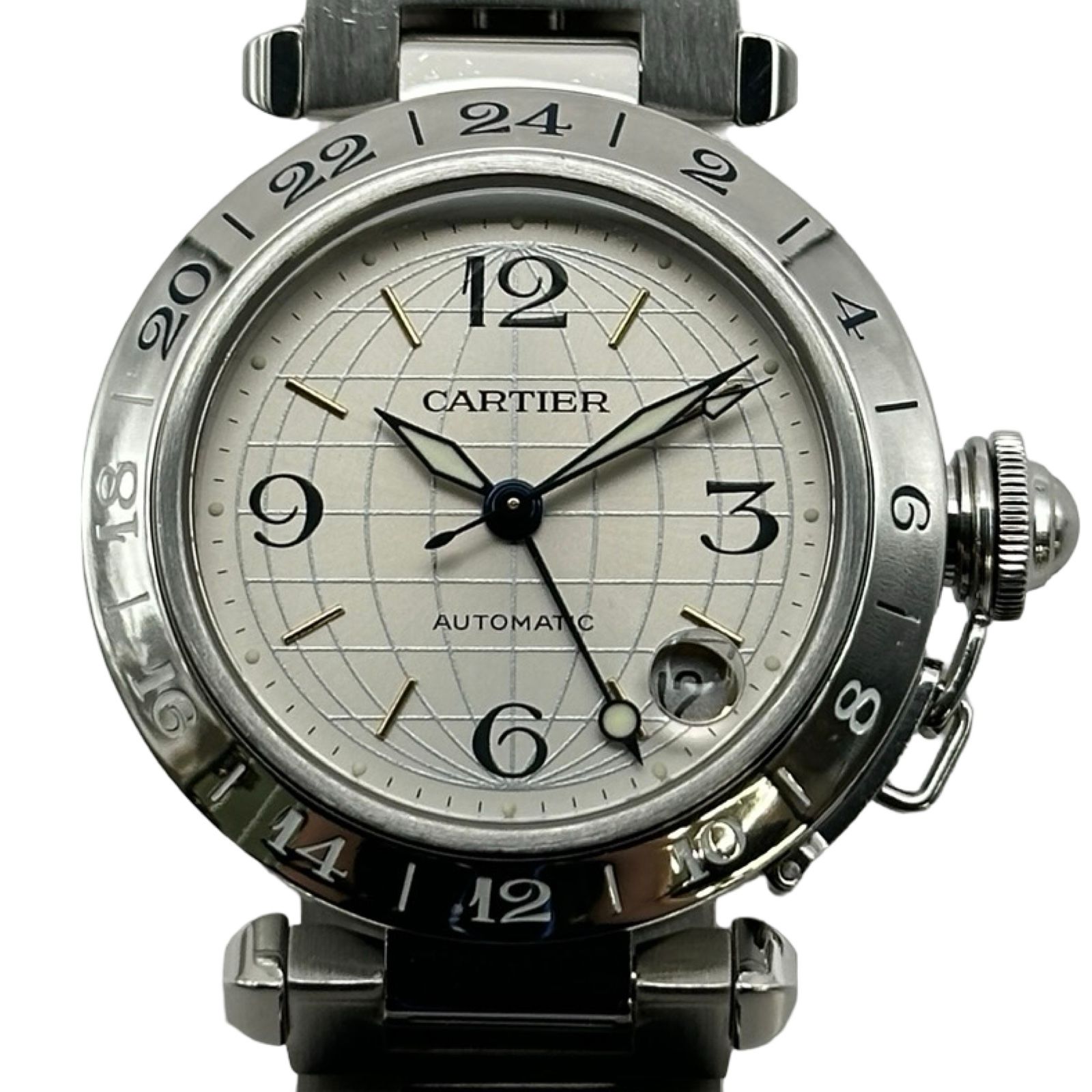 カルティエ Cartier パシャC メリディアン GMT W31029M7 シルバー 