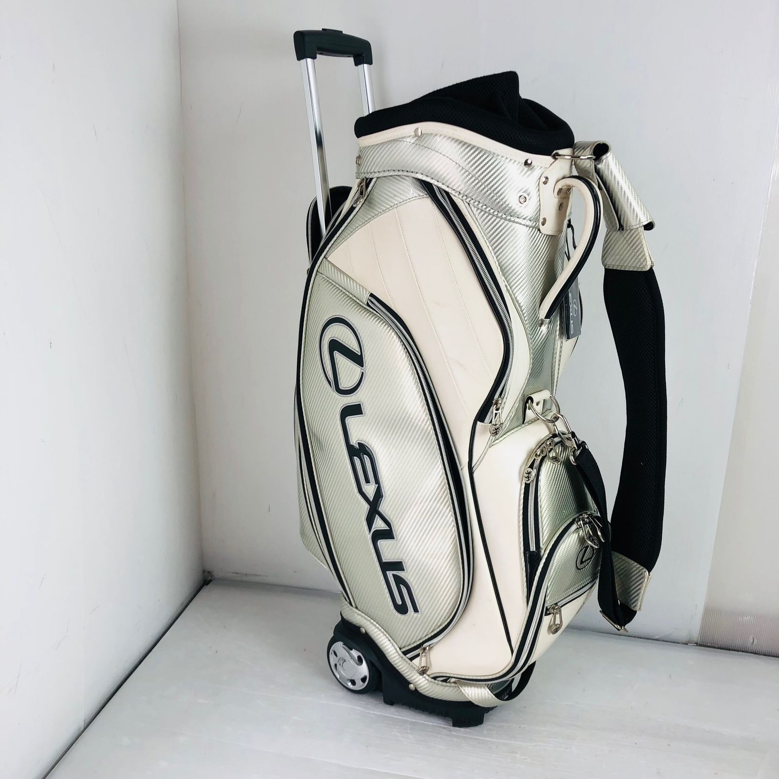  LEXUS レクサス Admiral アドミラル キャスターハンドル付き 10.5型 シルバー ホワイト キャディバッグ ゴルフバッグ ゴルフ 初心者 入門 アイアン ゴルフバッグ キャディバッグ ゴルフ