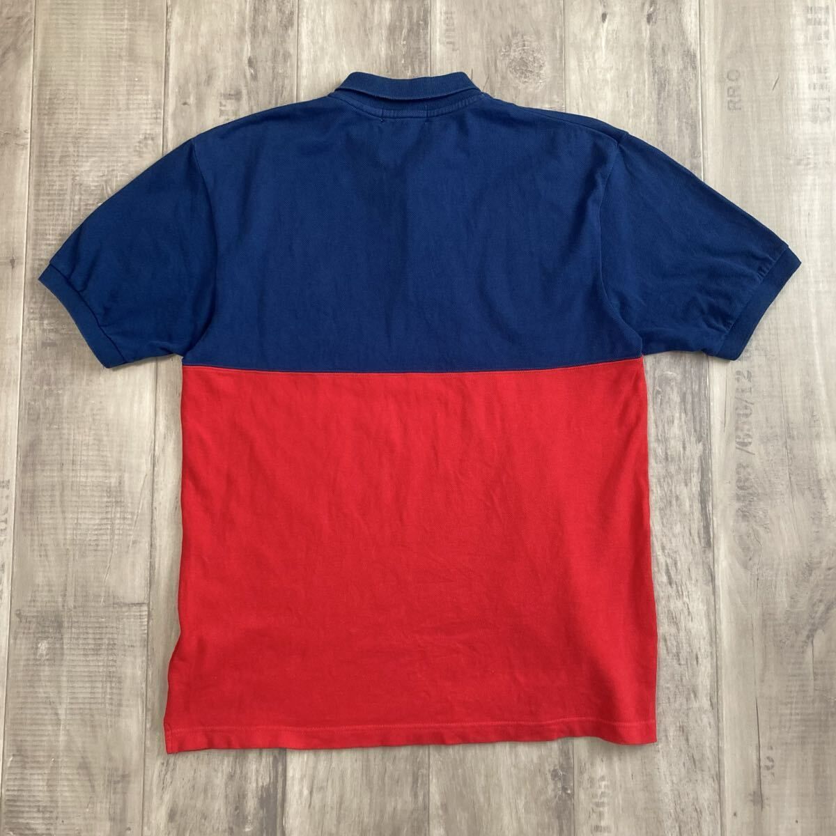 APE HEAD LOGO ポロシャツ Lサイズ ネイビー × レッド a bathing ape 