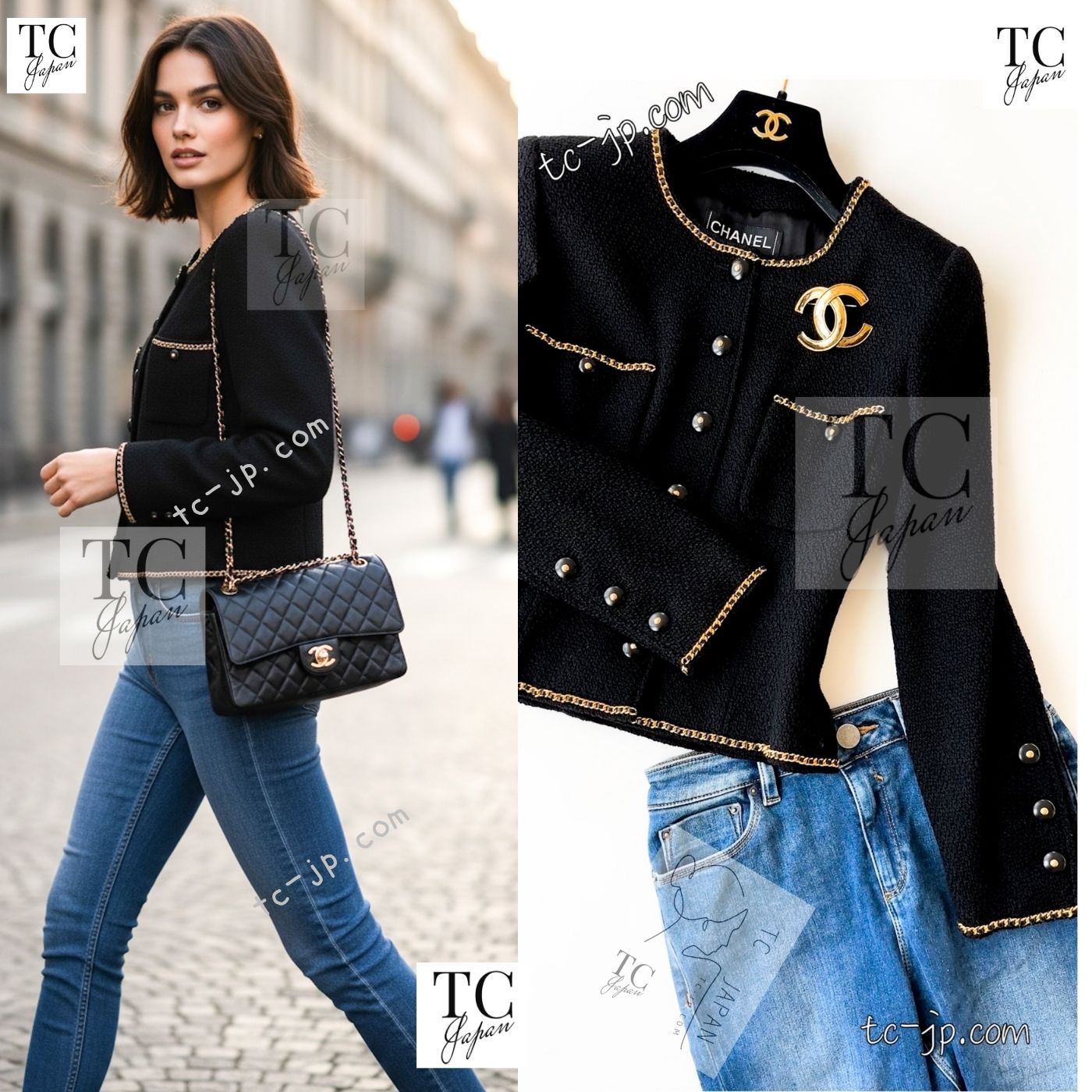 シャネル ジャケット CHANEL ヴィンテージ ブラック 黒 ゴールド 
