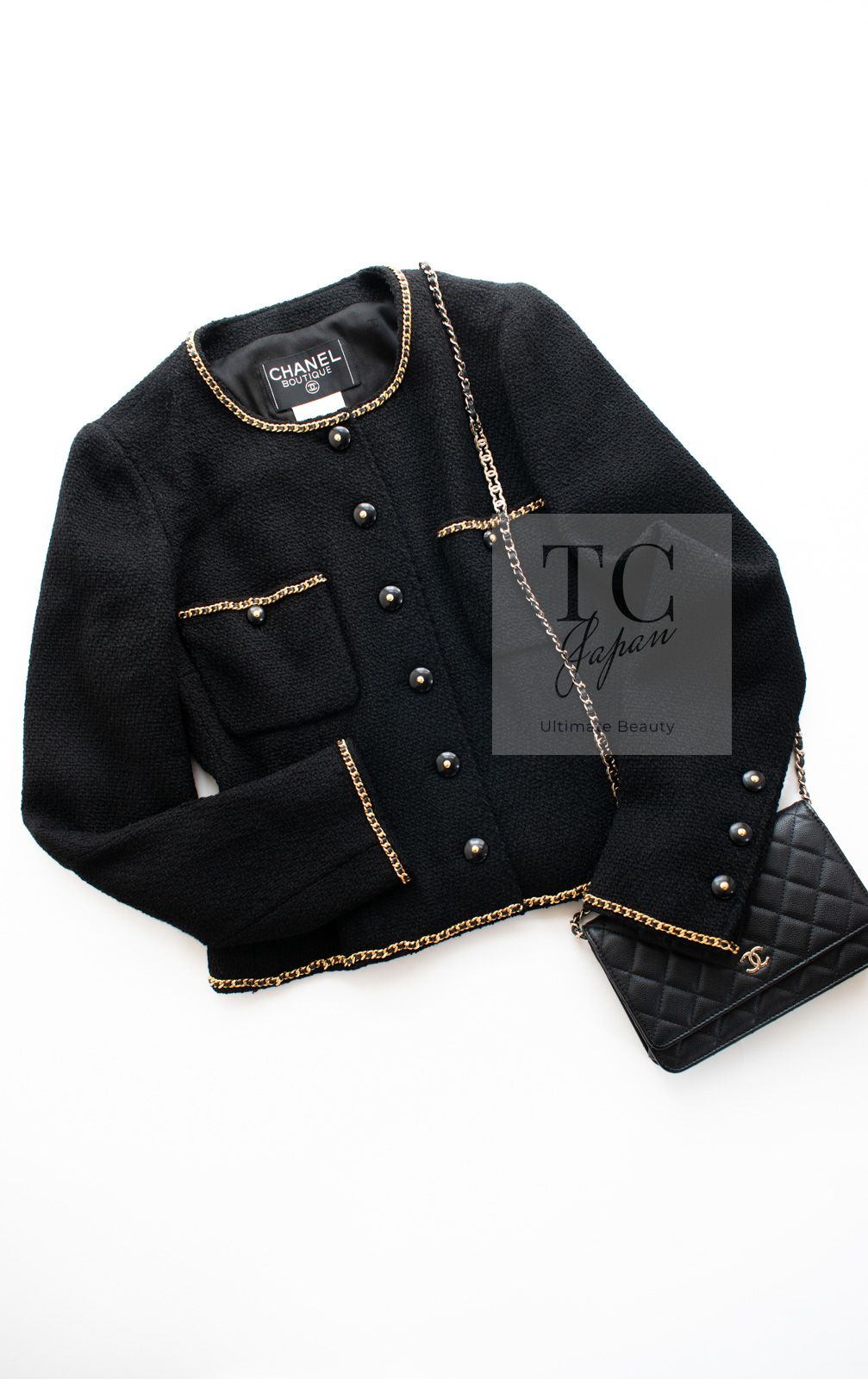 シャネル ジャケット CHANEL ヴィンテージ ブラック 黒 ゴールド 