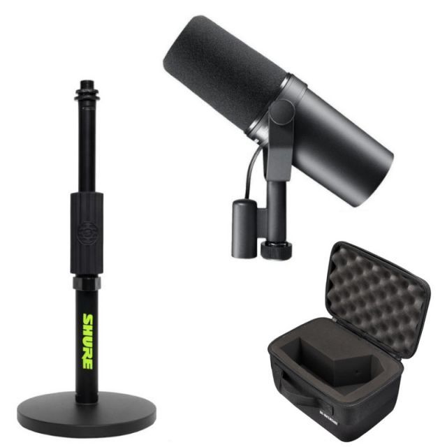 SHURE カーディオイド型 ダイナミック マイク SM7B + Gator SH-SM7LWCASE（専用ケース） + SH-DESKTOP1（卓上スタンド）付 《国内正規品 2年保証》