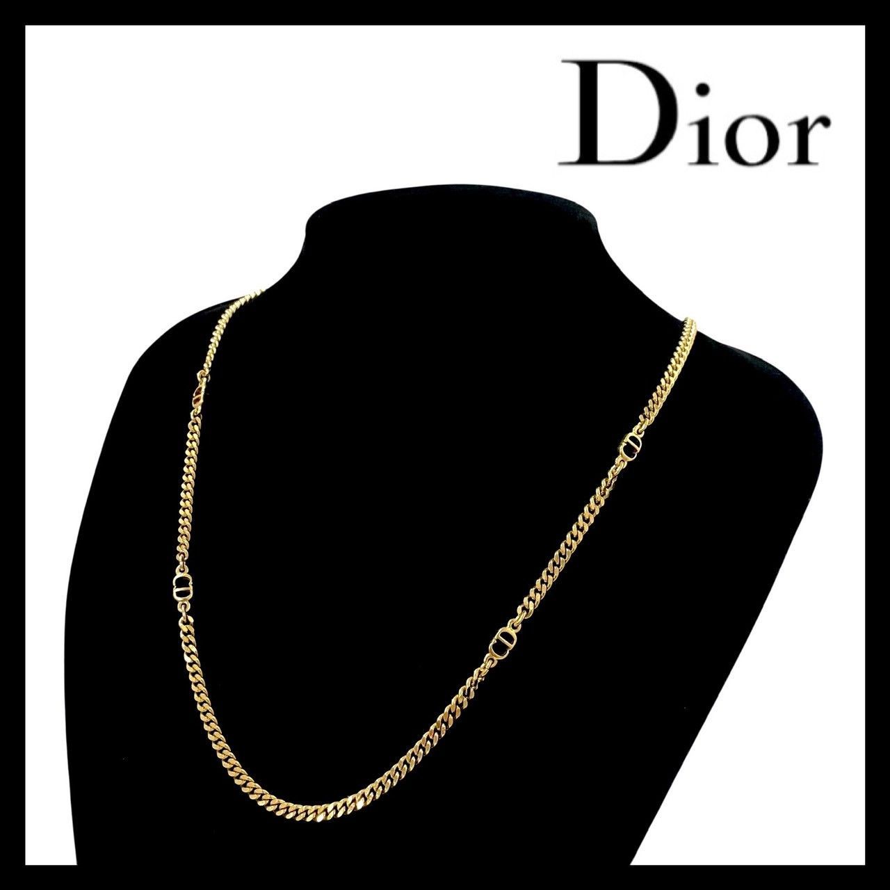 Dior】CDロゴ ロング ネックレス ゴールド/金 カラー 喜平 チェーン