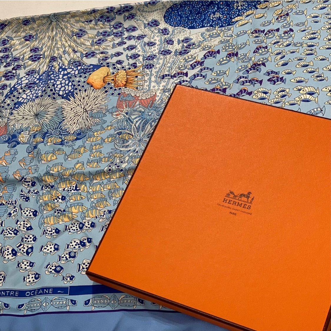 エルメス カレ90 RENCONTRE OCEANE シルクスカーフ 大西洋の出会い