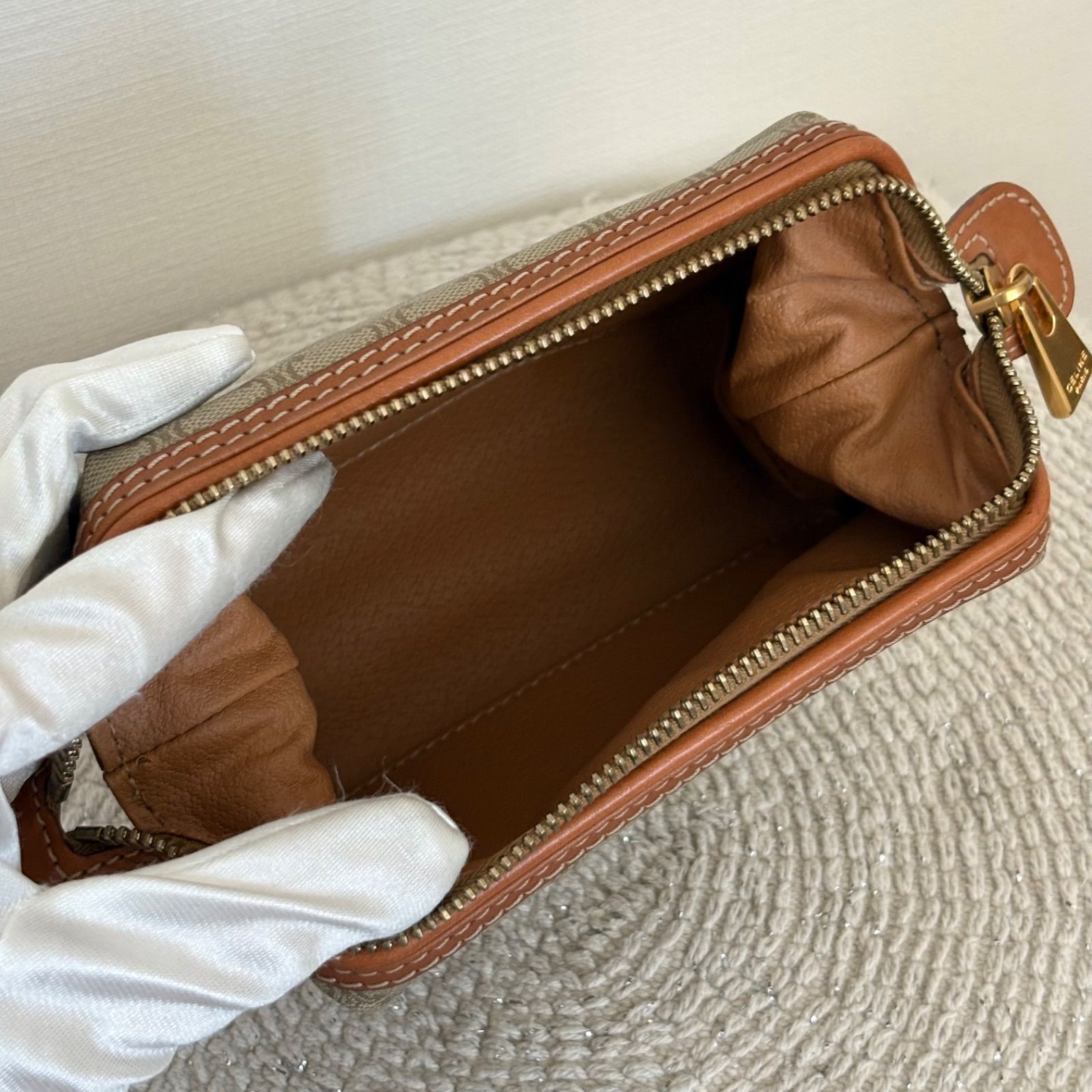 美品】セリーヌ マカダム ポーチ コスメポーチ 小物入れ PVC カーフ