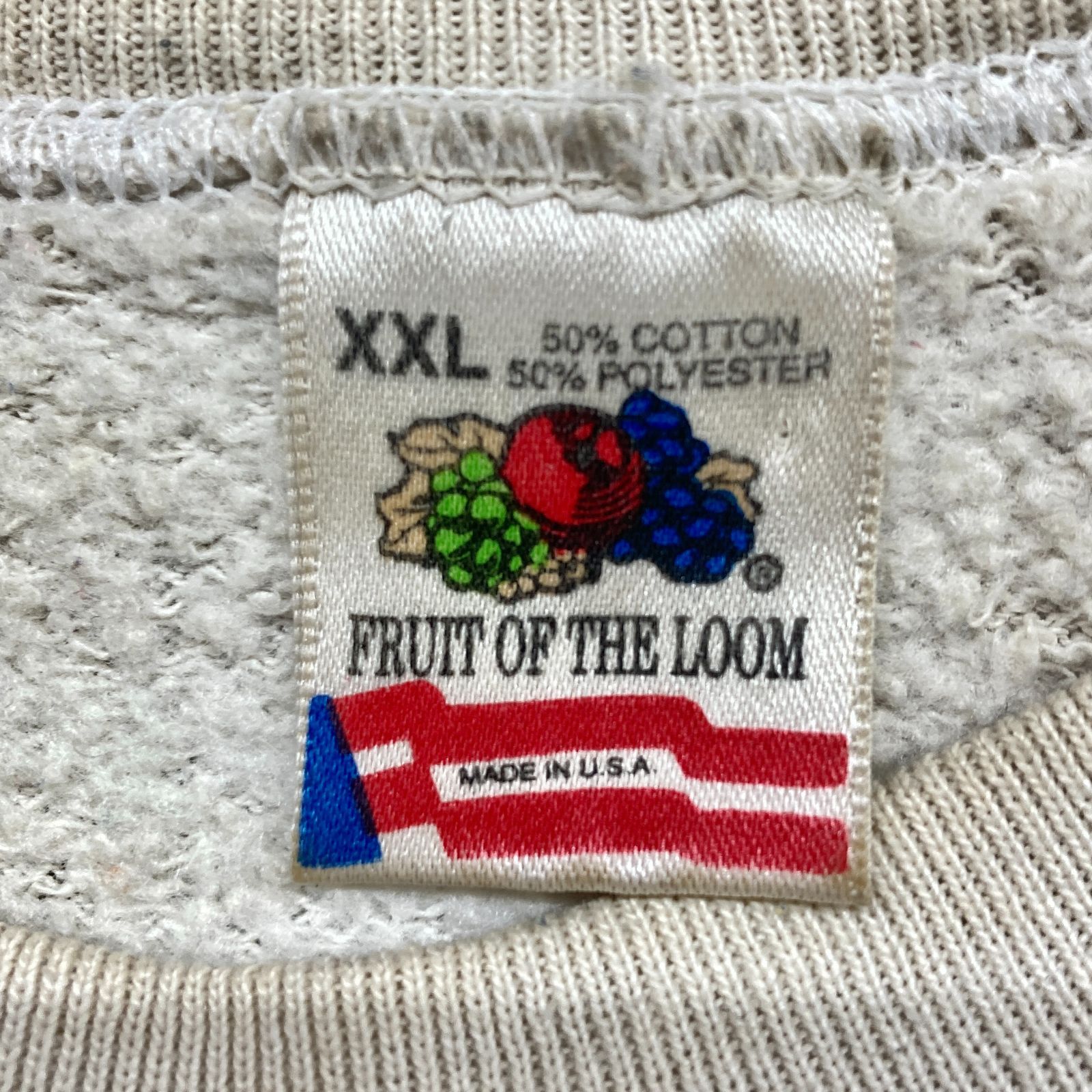 希少2XL 90s USA製 フルーツオブザルーム スウェット ホワイト 