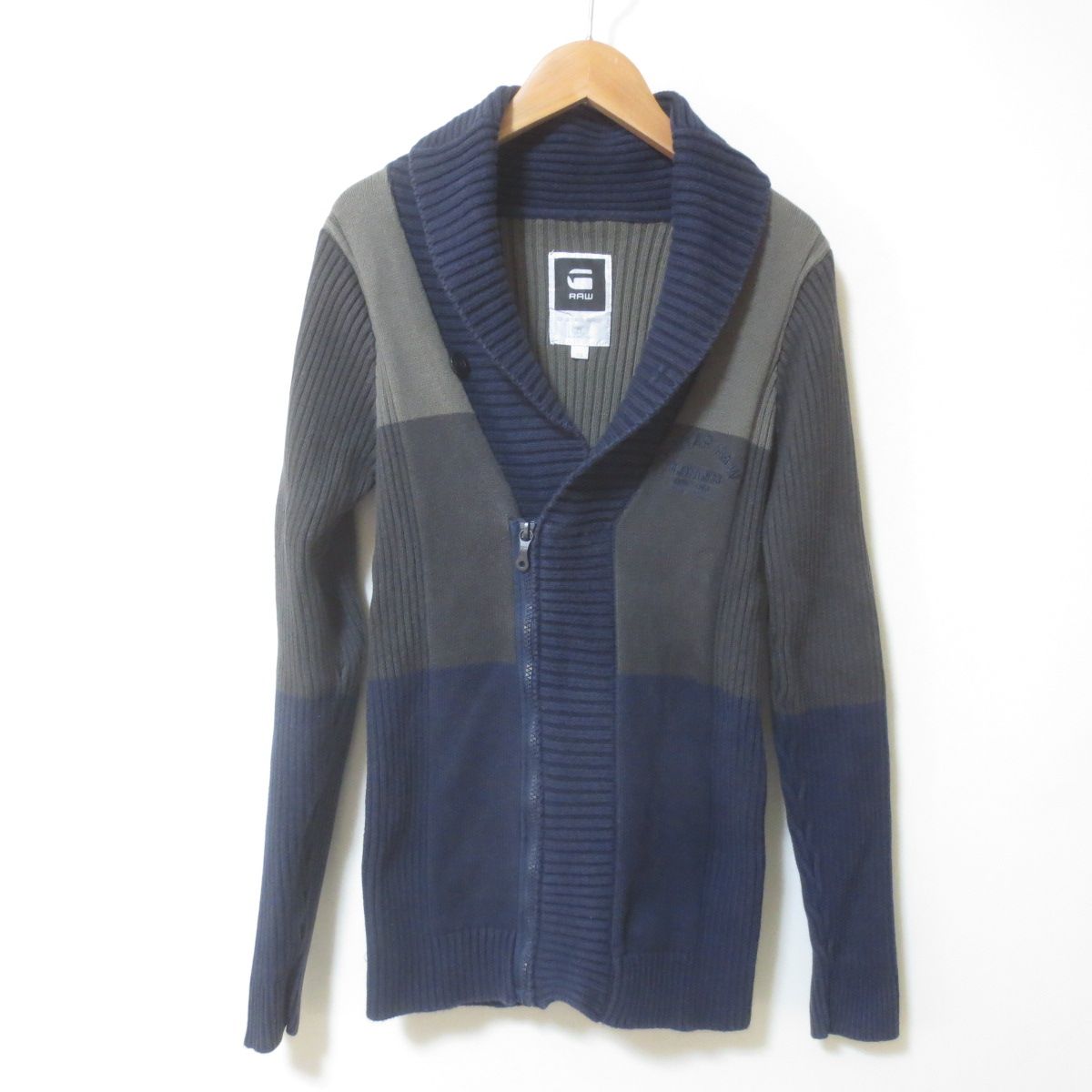 BH13 G-STAR RAW ネイビー グレー ジップアップ カーディガン XS 