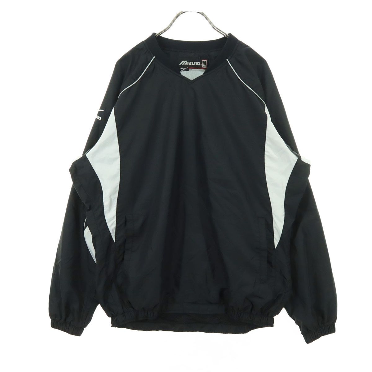 美品 Mizuno ミズノ 長袖 Vネック 裏メッシュ ピステ M ブラック 