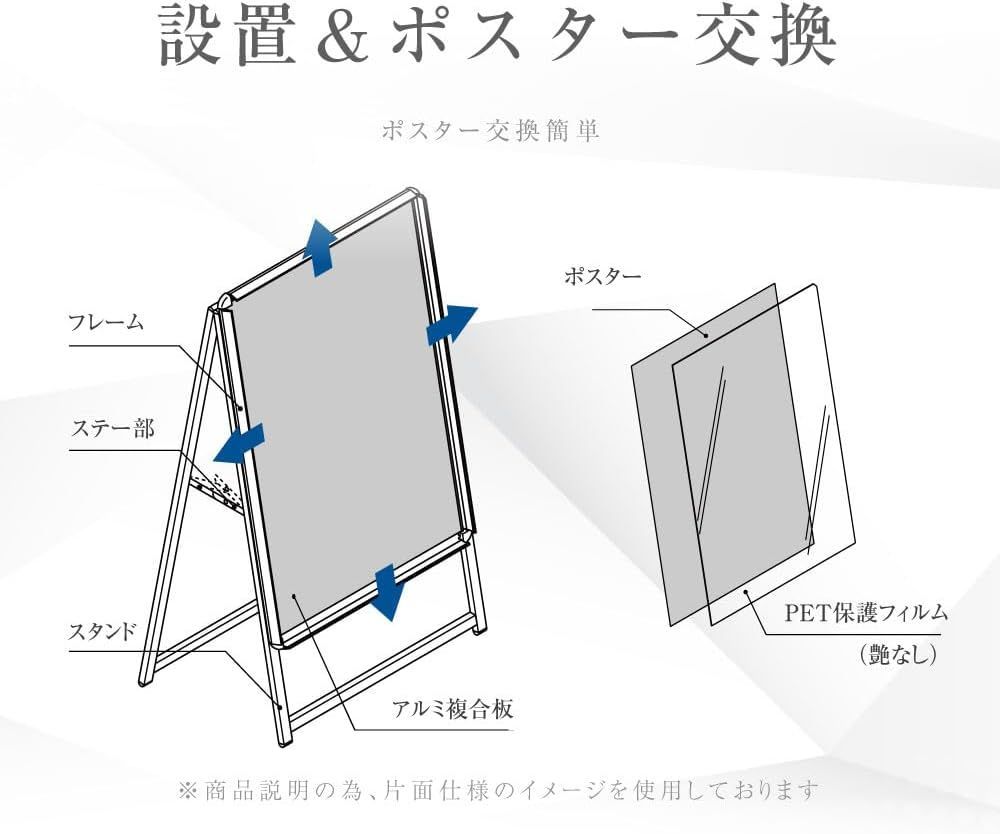 事務・店舗用品 ポスターパネルスタンド イーゼル スタンド シルバー