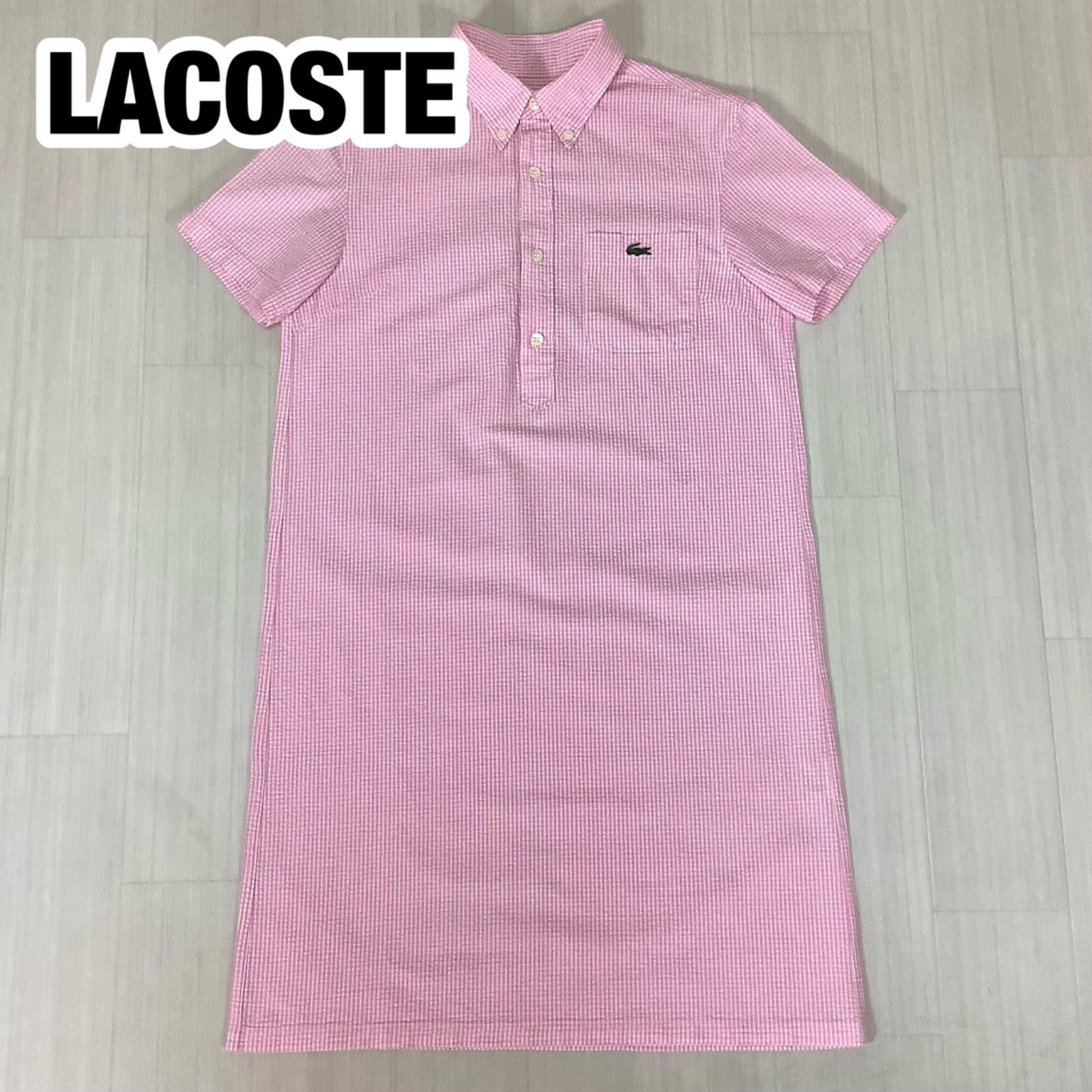 良好】LACOSTE ラコステ ボタンダウン 半袖 シャツワンピース サイズ40 