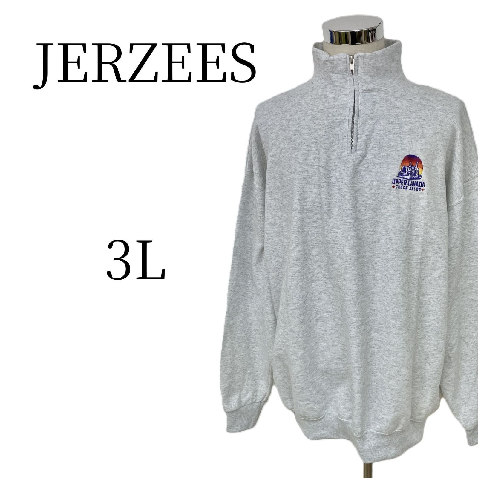 JERZEES ハーフジップ スウェット 3L 2XL グレー 刺繍 企業ロゴ 