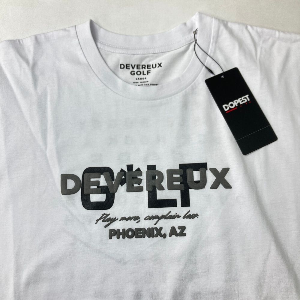 サイズ：LARGE DEVEREUX GOLF デヴァローゴルフ 半袖Tシャツ ホワイト