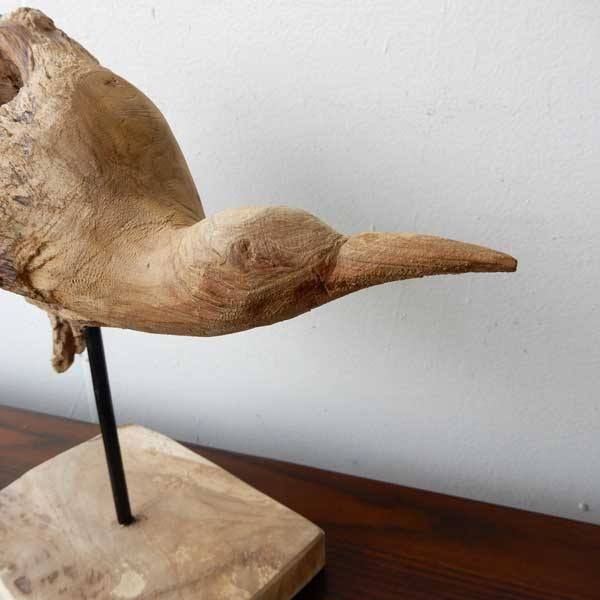 木 の 置物 スウェーデン 木彫りの鹿の置物 天然木の北欧ヴィンテージ