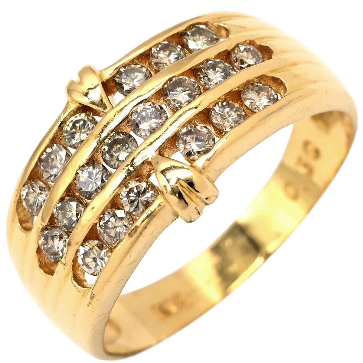 リング 指輪 3列 3ライン ダイヤ 0.50ct イエローゴールド 18K リング 指輪 3列 3ライン ダイヤ 0.50ct イエローゴールド 18K