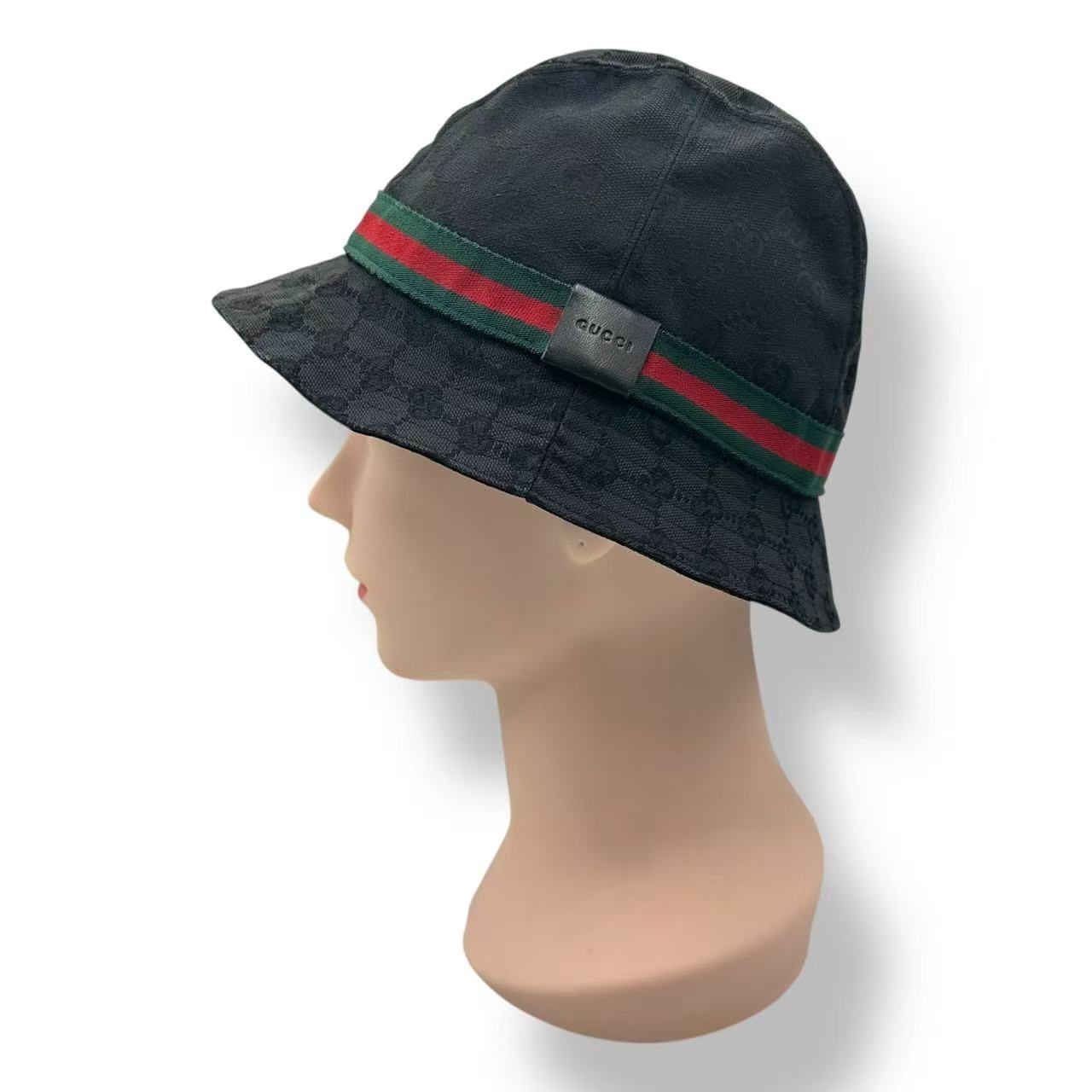 極美品 GUCCI グッチ GGキャンパス シェリーライン ハット ブラック 