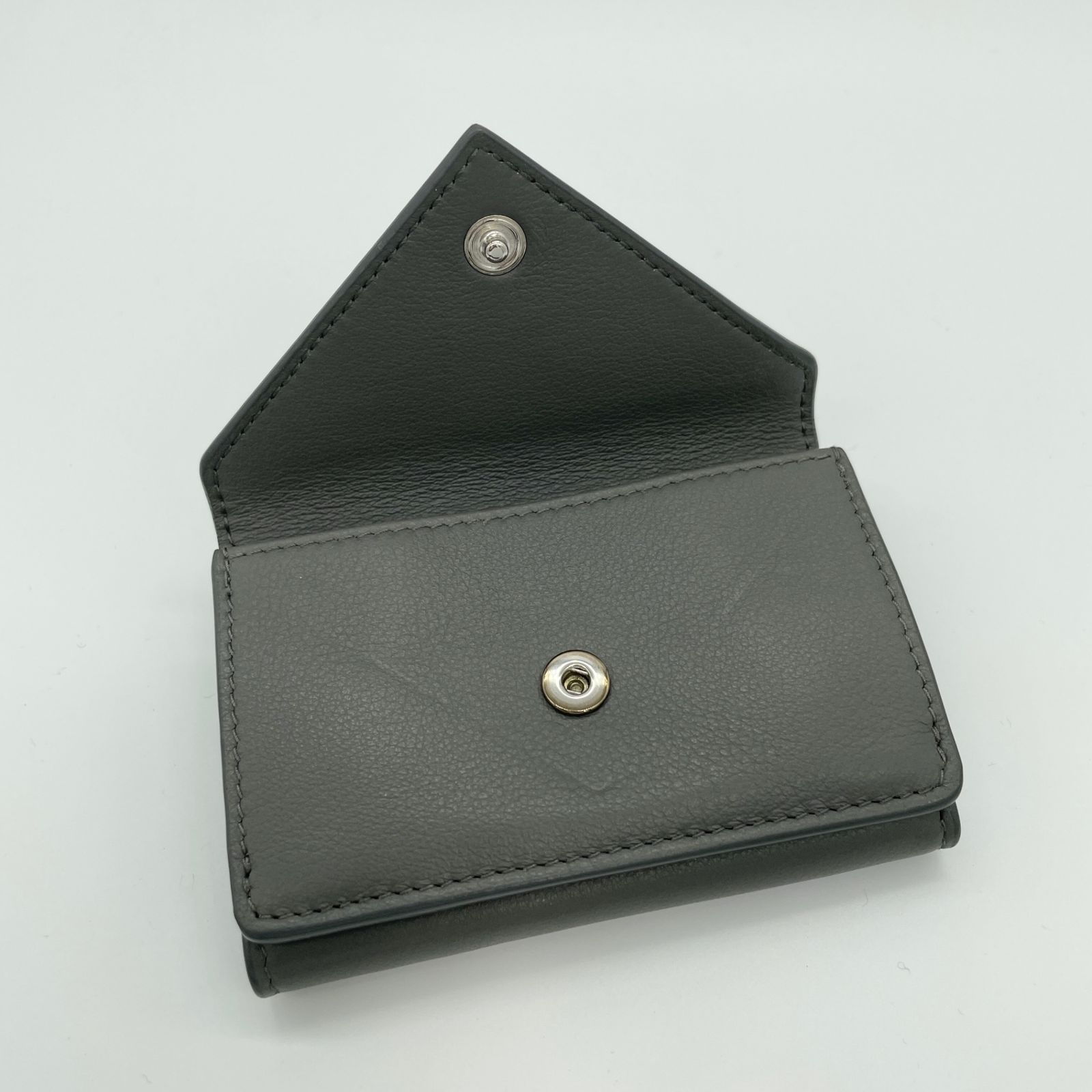 2603-53｜美品｜バレンシアガ ペーパーミニウォレット レザー グレー