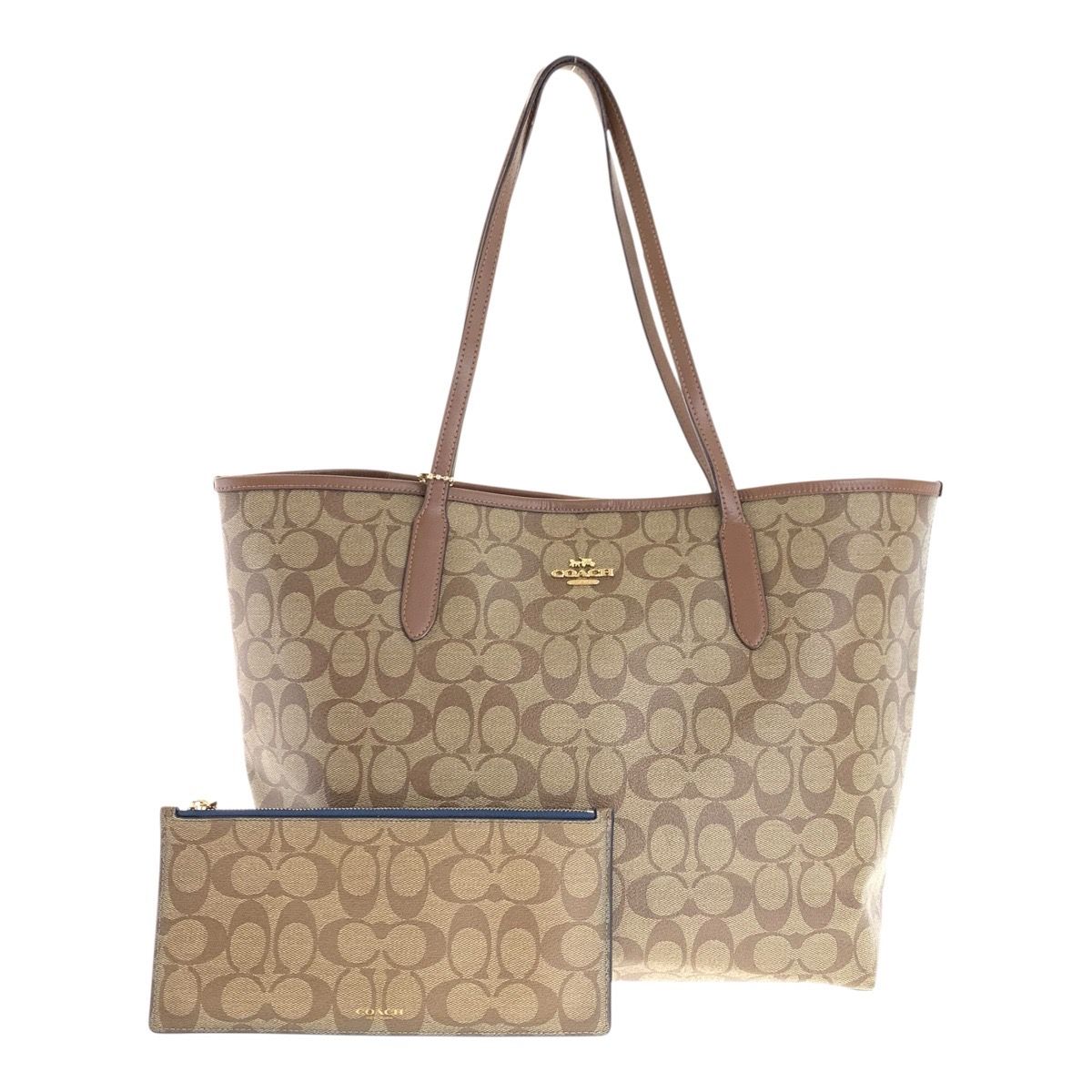 レディース COACH コーチ シグネチャー ベージュ ブラウン ゴールド 