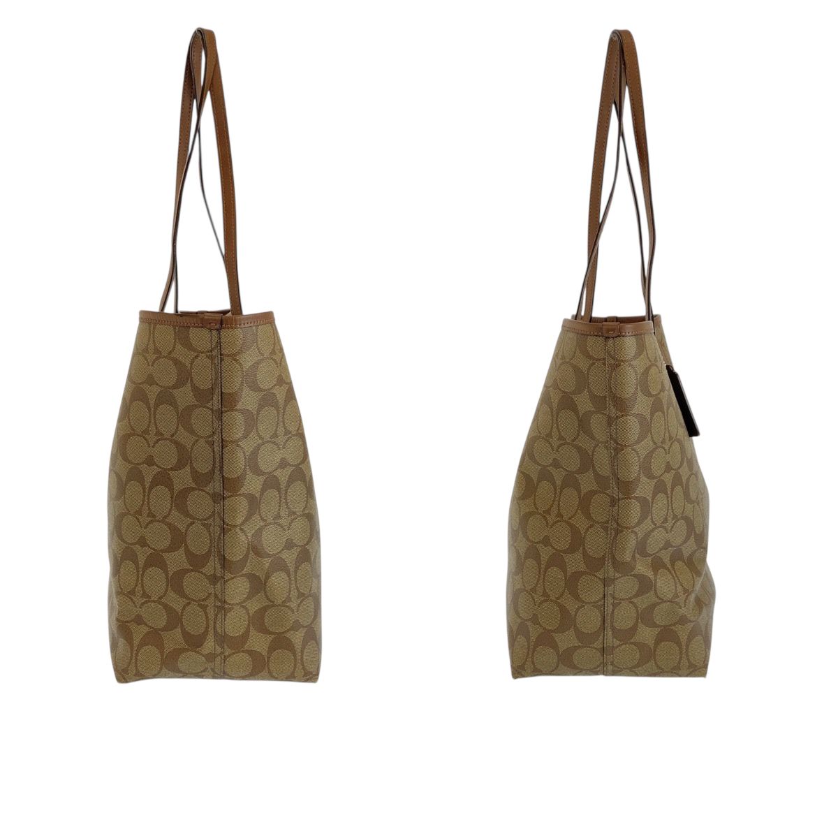 バッグ COACH コーチ シグネチャー ベージュ ブラウン ゴールド金具 