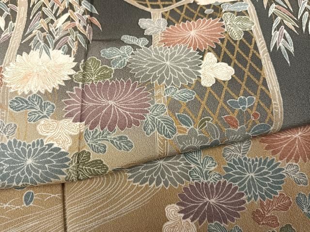 平和屋着物●訪問着　友禅　流水草花文　暈し染め　正絹　逸品　AABG3474ph 平和屋着物○訪問着 友禅 流水草花文 暈し染め 正絹 逸品 AABG3474ph