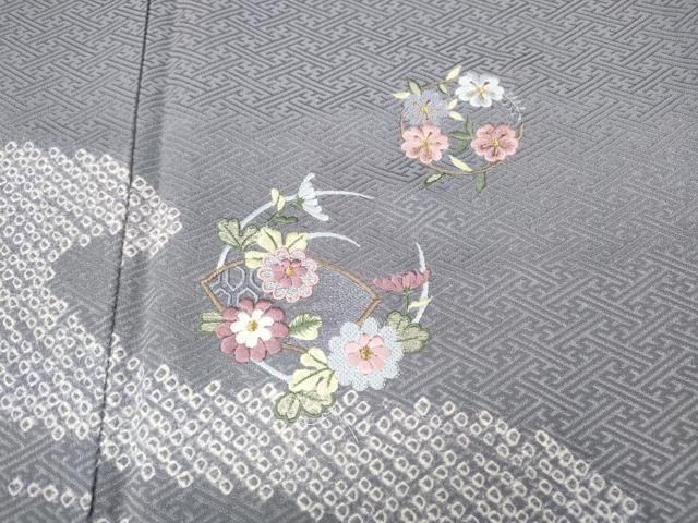 平和屋着物●訪問着　絞り　刺繍　流水花丸文　金糸　正絹　逸品　CABD0339ut 平和屋着物○訪問着 絞り 刺繍 流水花丸文 金糸 正絹 逸品 CABD0339ut