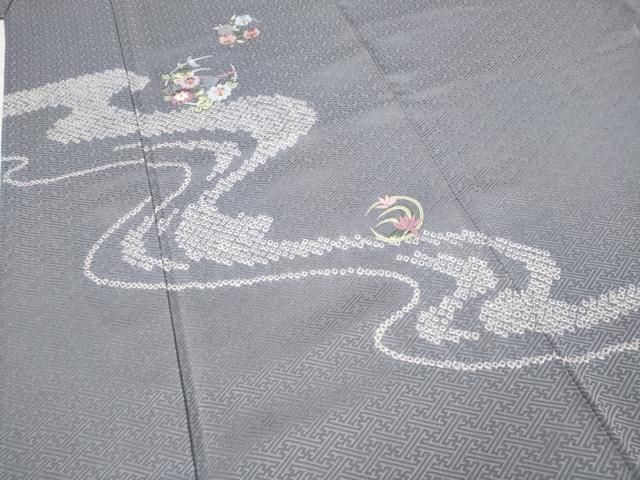 平和屋着物○訪問着 絞り 刺繍 流水花丸文 金糸 正絹 逸品 CABD0339ut