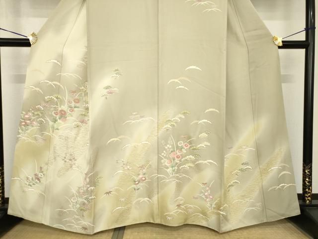 平和屋着物●訪問着　草花文　暈し染め　金彩　正絹　逸品　AABG5846ck 平和屋着物○訪問着 草花文 暈し染め 金彩 正絹 逸品 AABG5846ck