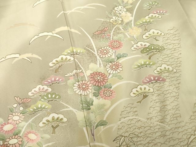 平和屋着物●訪問着　草花文　暈し染め　金彩　正絹　逸品　AABG5846ck 平和屋着物○訪問着 草花文 暈し染め 金彩 正絹 逸品 AABG5846ck